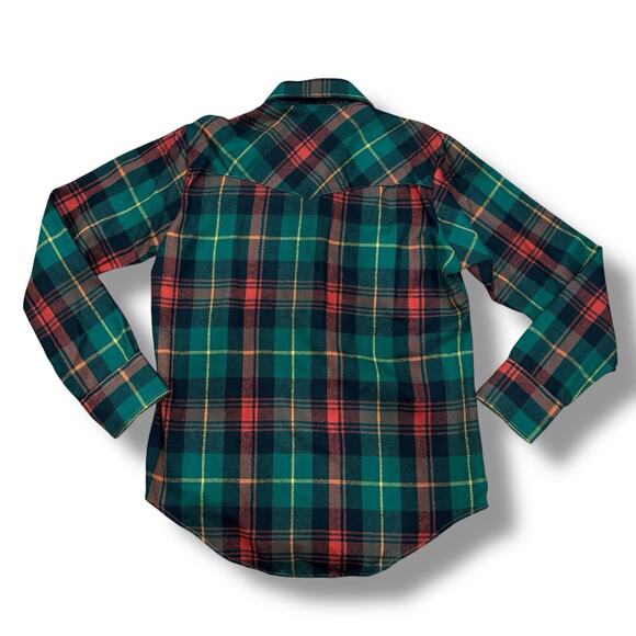 Vintage David Harrison Men’s Size S Green Plaid Flannel Button-Up Shirt - Picture 5 of 5